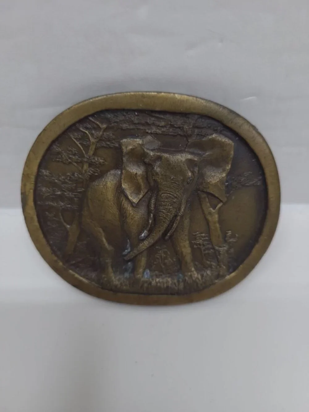 Vintage Elephant Brass Belt Buckle Indiana Metal Craft 1977